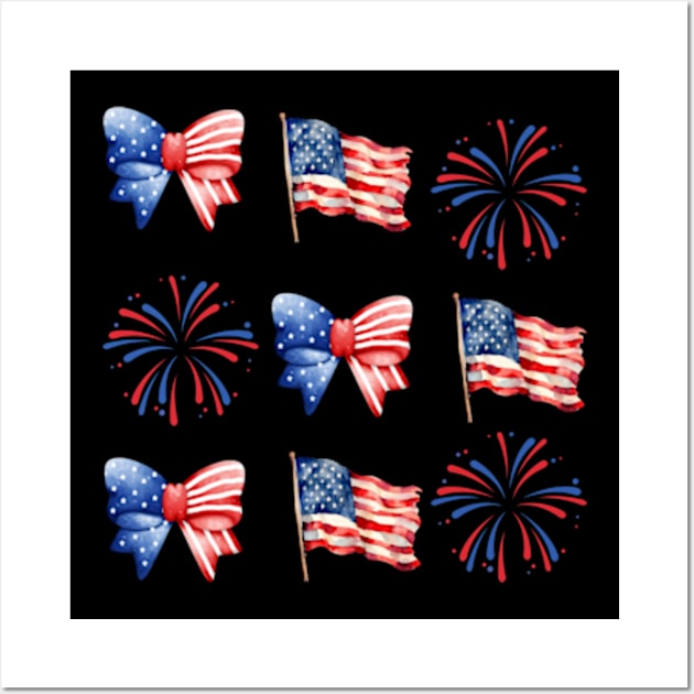 Coquette American Flag, 4th of July, Freedom, American Flag, American Girl Wall Art by CrosbyD